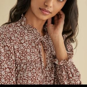 Reformation Brown/White Floral The Amira Top Medium
